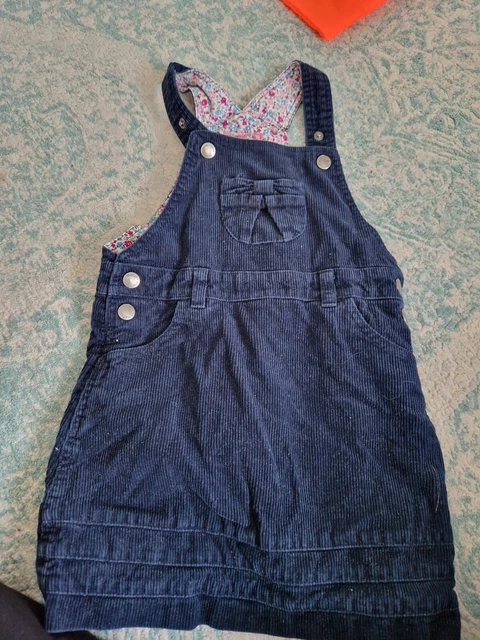 Girls jojo maman Bebe navy corduroy pinafore/dungaree dress age 3-4 years
