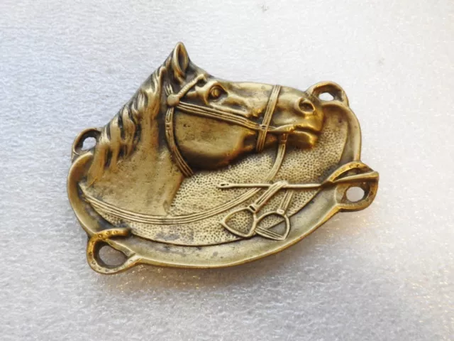antique empty bronze horse head shape pocket table ashtray