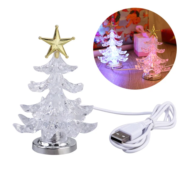 CHRISTMAS LIGHTS FOR Computer USB Mini Lighted Acrylic Tree £6.99
