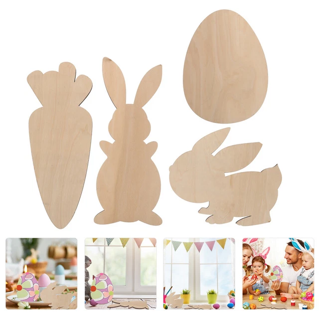 4 Pcs Unfertige Osterausschnitte Ostern Holzspäne Kinderhandwerk Ei