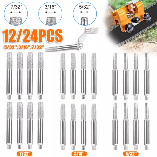 12/24Pcs Diamond Chainsaw Sharpener Burr Grinding Stone File 5/32" 3/16" 7/32" 12/24Pcs Diamond Chainsaw Sharpener Burr Grinding Stone File 5/32" 3/16" 7/32"