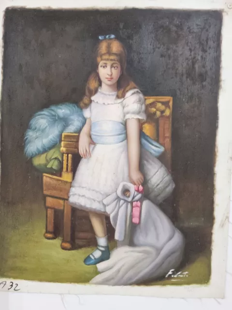 Imagen Retrato Chica Pintado a Mano Óleo sobre Lienzo 40x50 Con Marco, Firmado
