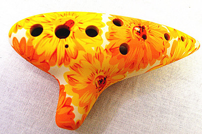 Beautiful Sunflower Pattern 12 Holes Ocarina Flute + fingering chart + Bag