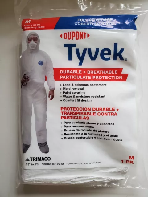Tyvek Sz MEDIUM Full Cover Coveralls Overalls ~ Painting, asbestos, mold removal