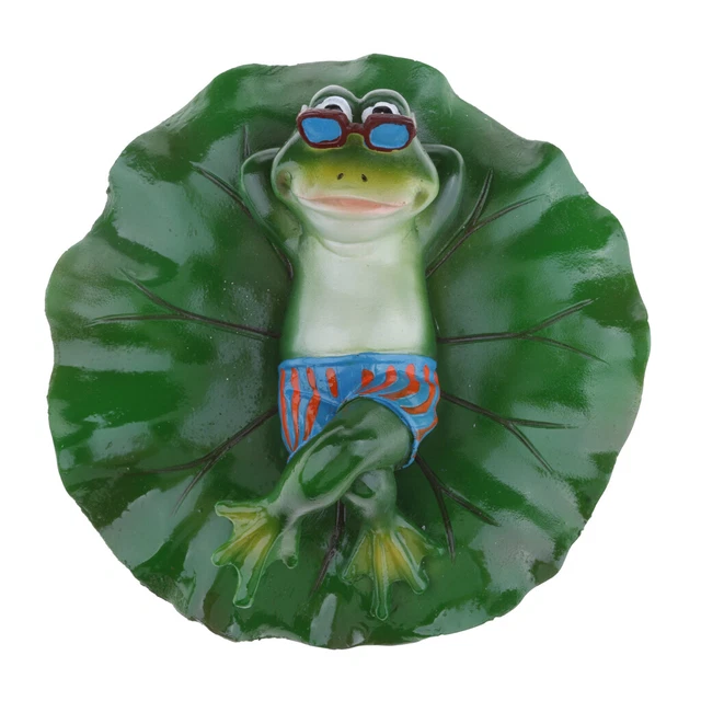 Ruerlity Schwimmender Frosch Auf Blatt – Gartenteich-Deko Aus Harz | 22,9 X 14 X 8,1 Cm
