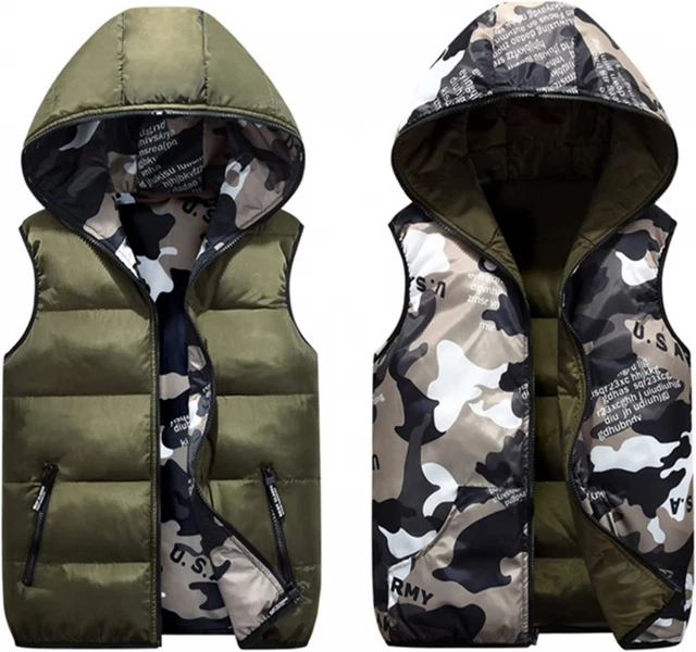 Piumino Senza Maniche Gilet con Cappuccio 8-9 anni (Confezione da 1), Verde