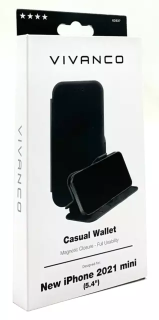 Vivanco Casual Wallet Case Backcover Schutzhülle Apple iPhone 2021 mini schwarz