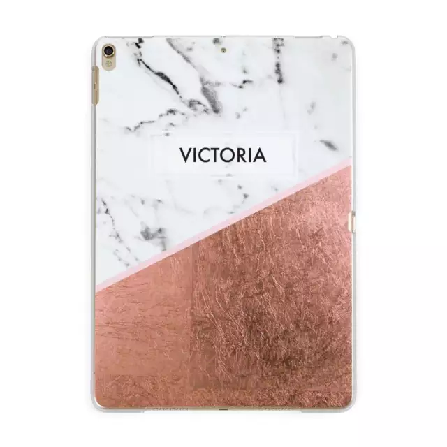 Personalised Marble Rose Gold Name Initials Apple iPad Case for iPad Pro Air Min
