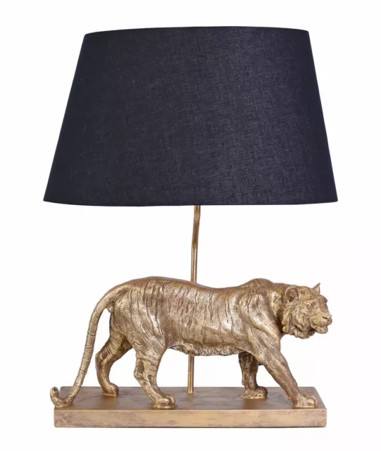 Lámpara Mesita Noche Tigre Oro Tipo Deco Luz Animal Lámpara de Mesa 60cm