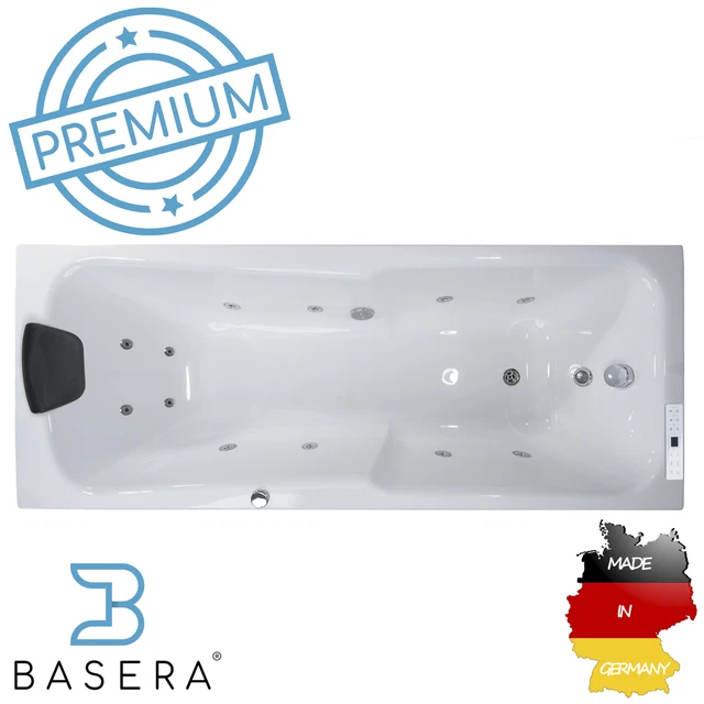 Bañera de hidromasaje interior Basera® PREMIUM Bali 180 x 75 cm con 12 boquillas de masaje...