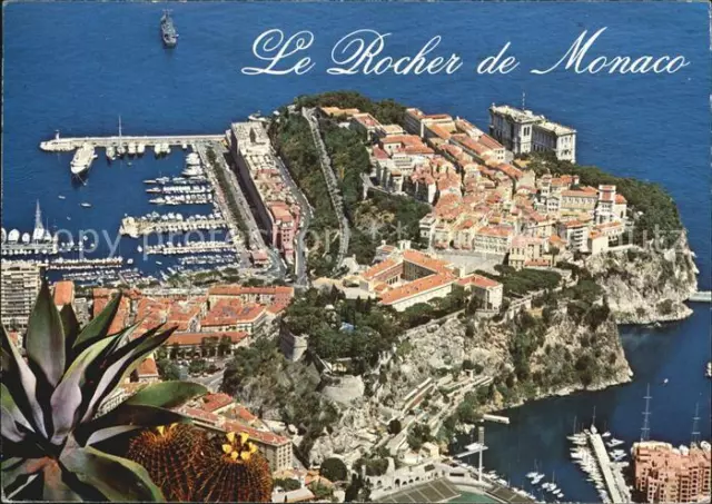 72567010 Monaco Fliegeraufnahme Le Rocher und Hafen Monaco