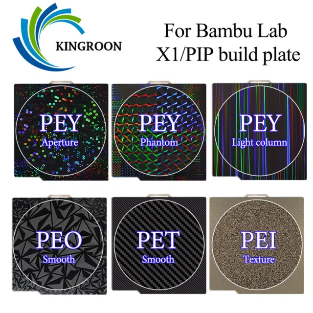 for Bambu Lab x1 Build Plate PEI PEO Sheet 257x257mm Bed Upgrade Texture  Spring Steel for Lab P1P 3D Printer