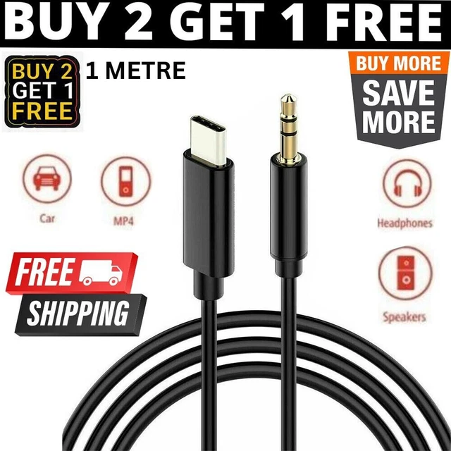 Type-C USB-C to 3.5mm Male Audio Jack AUX Cable Adaptor for Car Stereo Samsung