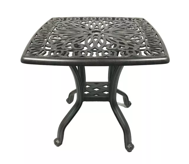 Outdoor End Table  Patio Furniture Cast Aluminum Elisabeth Rust Free Bronze