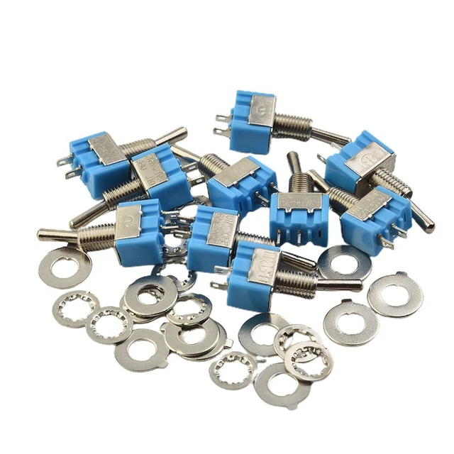 10x 2 Pin 2 Position ON-OFF SPST Mini Toggle Switch AC 125V/6A 250V/3A 33*13*8mm