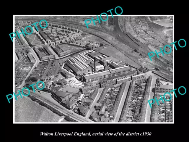 OLD LARGE HISTORIC PHOTO WALTON LIVERPOOL ENGLAND DISTRICT AERIAL VIEW c1930