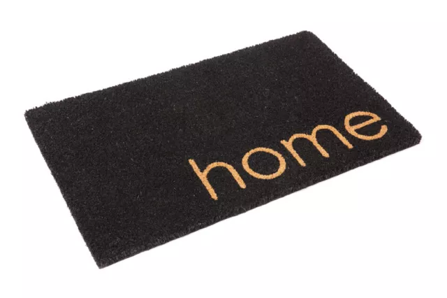 Home Black Doormat Long Welcome Mat Wide Entry Mat PVC Backed Coir Door Mat 2