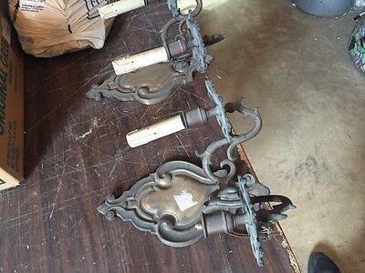 Lt 16 One Pair Heavy Cast Brass 2 Arm Wall Sconce French Wired