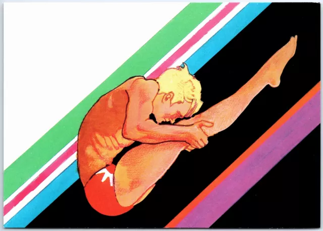 Vintage Continental Sized Postcard 1984 Summer Olympic Games Original Artwork