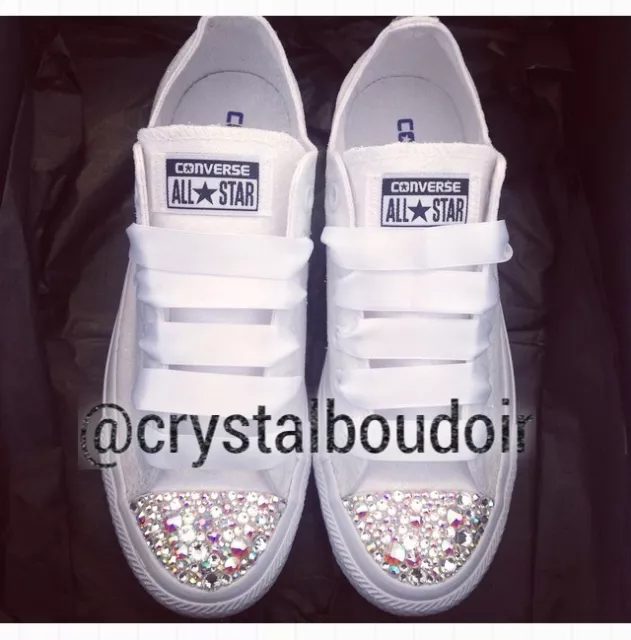 Custom Personalised Crystal Bling Wedding Bride Bridesmaids Prom Converse Mono