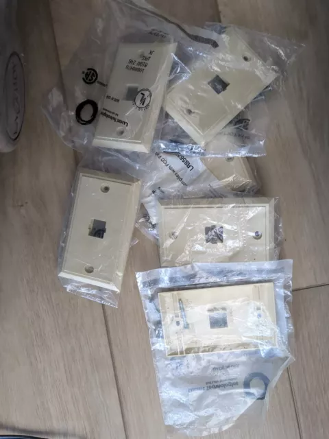 (10) Inserto de conector clave de placa de pared de marfil de un solo puerto RJ45 1 pandilla cara gato5