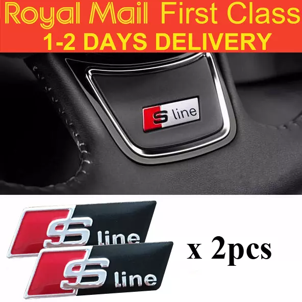 2 X S LINE STEERING WHEEL SELF ADHESIVE BADGE BLACK CHROME AUDI A1