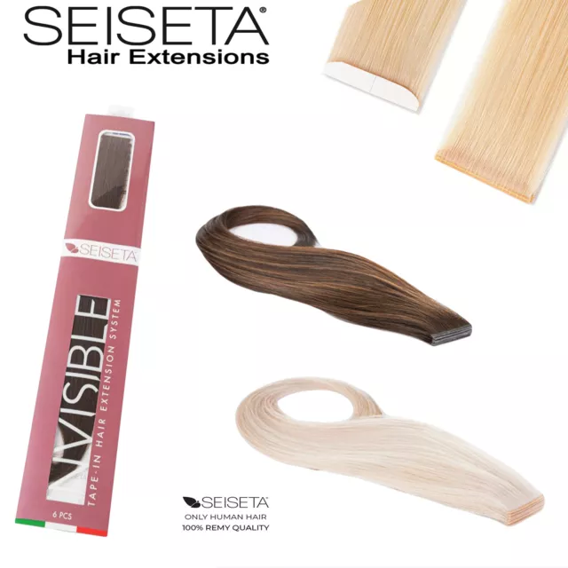 Hair Extension BiAdesive Invisibili Tape in SEISETA 6 Fasce Capelli Veri Remy 2