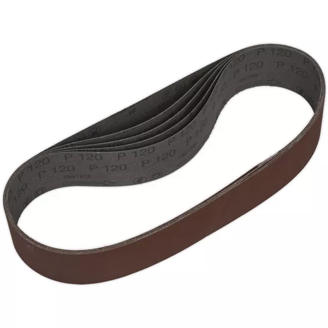 5 PACK - 50mm x 686mm Sanding Belts - 120 Grit Aluminium Oxide Cloth Backed Loop