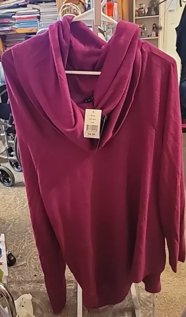 NWT GIBSON LOOK Nordstrom Large Mulberry Deep Violet Convertible Neckline Top