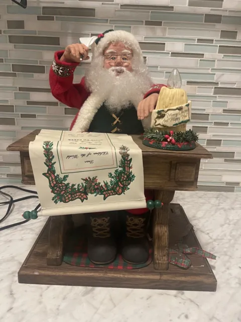 Vintage Animated Figure Holiday Scene Writing Santa by Holiday Creations 1993
