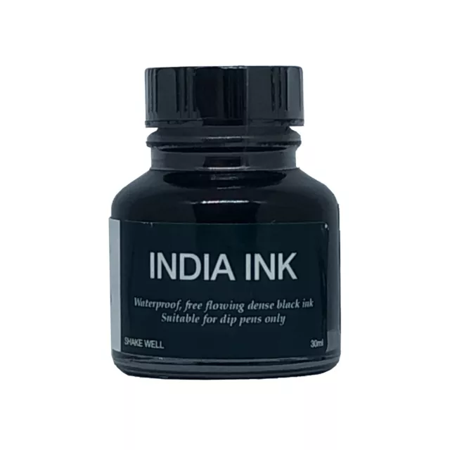 Diamine India Ink Glass Bottled Ink 30ml for Dip Pens- Black Ink 30ml