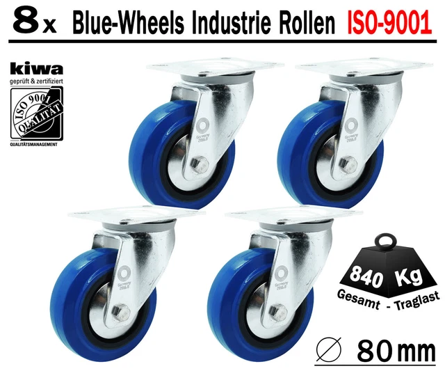1 Set SL 100 Mm Schwerlast Rollen Blue Wheel Bockrollen