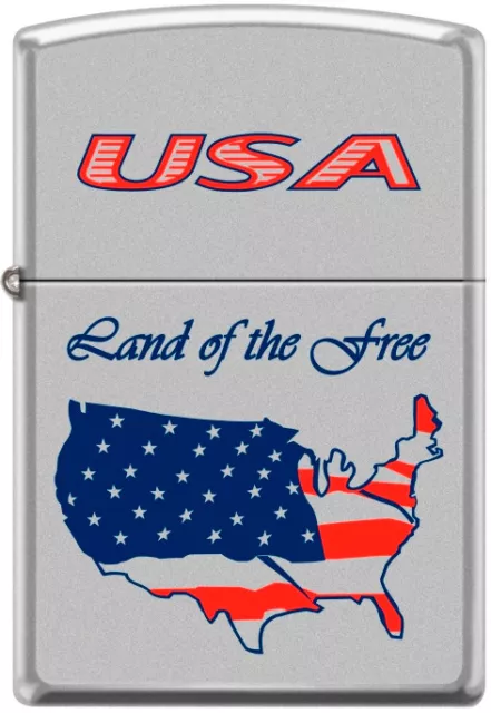 Zippo USA Flag Card Logoland De The Free Chrome Lighter Rare New