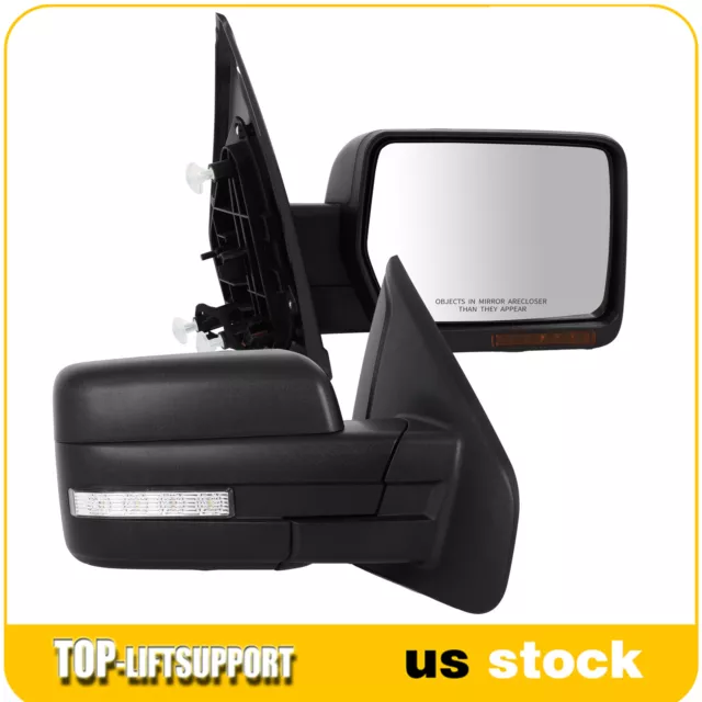 For 2004-14 Ford F150 Power Heated LED Signal Puddle Light Towing Mirrors