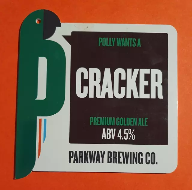 PARKWAY Brauerei CRACKER Echt Ale Bierpumpe Clip Abzeichen vorne Somerset Papagei