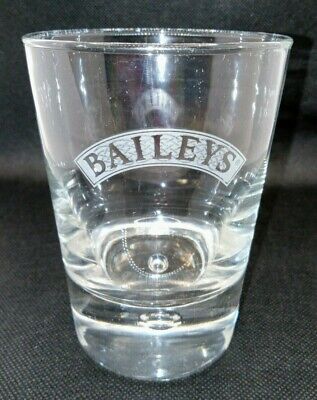Baileys Irish Cream Etched Glass Clear Bubble Base Logo Bar Rocks Cocktail