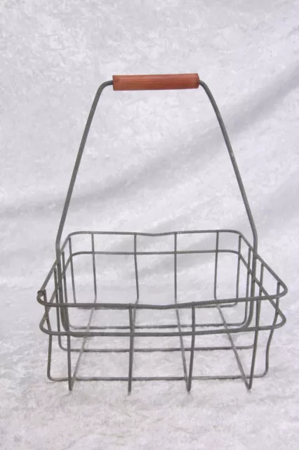 Vintage Wire Basket 4 Quart Milk Bottle Carrier 2