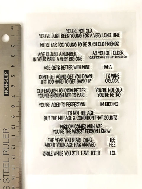 Clear rubber stamps Words Humour Birthday Fun Age Old Friend Laugh Sentiment