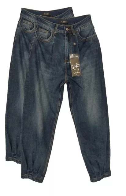 Capriccio Jeans Pantalone Donna Baggy Vita Alta Larghi Jeans Mom Ragazza Novità