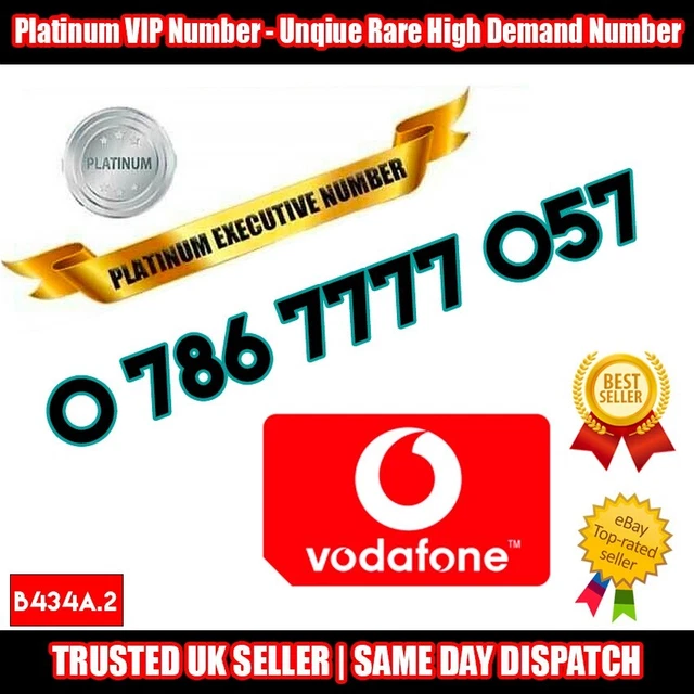 Platinum Number Golden Number VIP SIM - 0 786 7777 057  - Rare Numbers -B434A.2