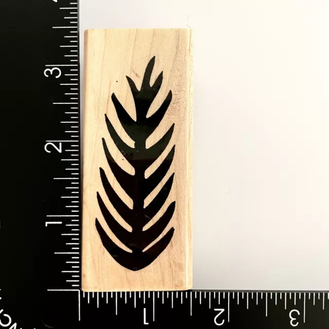 Stamp Cabana Long Tall Leaf Shaded Silhouette Wood Mounted Rubber Stamp