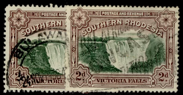 SOUTHERN RHODESIA GV SG35 + 35a, 2d PERF VARIETIES, FINE USED. Cat £20.