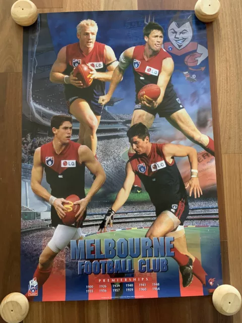 Official Afl 90’S Melbourne Demons Premiership Poster Viney Tingay *Rare*