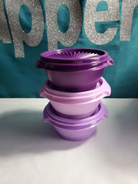 Tupperware 10oz Servalier Set of 3 New Shades of Purple New sale !