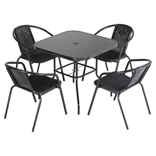 Black Wicker Bistro Sets Table Chair Patio Garden Outdoor Furniture Diner Home