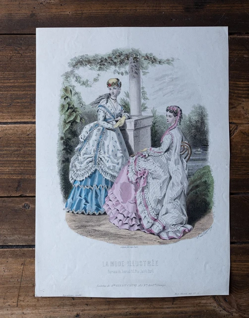 Gravure De Mode Ancienne – 1869, Corsage Et Jupon, Issue De Magazine, époque XIXème, France