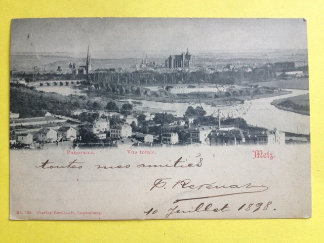 cpa Deutsche Reichspost de 1898 Alsace METZ (Moselle) PANORAMA Vue Totale
