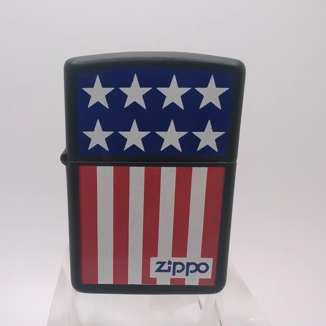 Zippo Lighter Stars Stripes American US Flag Banner Old Glory 1996 Matte Black