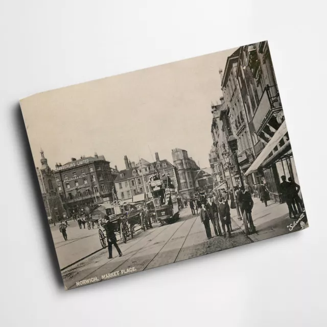 A3 PRINT - Vintage Norfolk - Norwich. Market Place