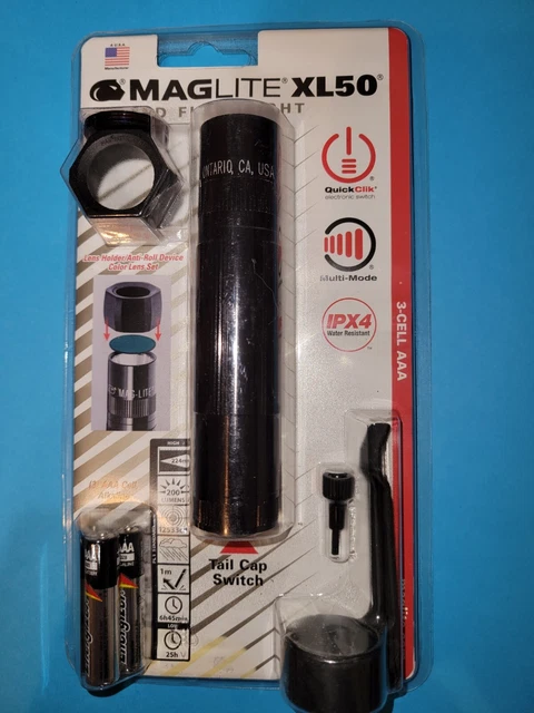 Maglite XL50 Led Flashlight Black With Color Lens Set